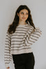 Striped Back Button Detail Sweater - Grey