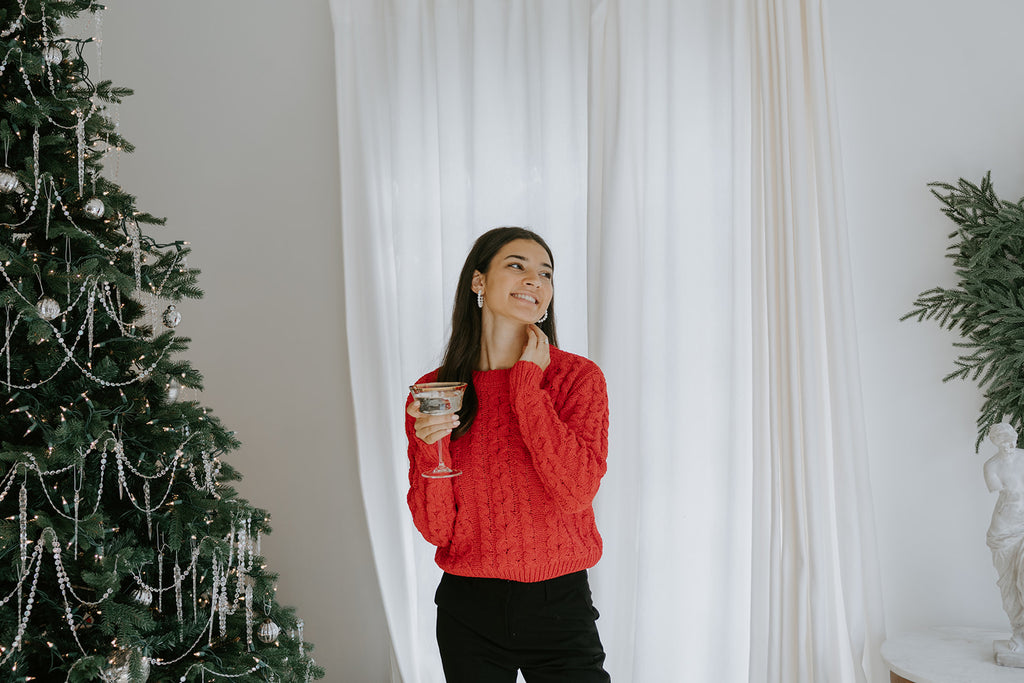 Cable Knit Super Soft Sweater - Red