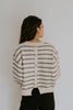 Striped Back Button Detail Sweater - Grey