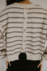 Striped Back Button Detail Sweater - Grey