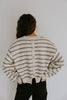 Striped Back Button Detail Sweater - Grey