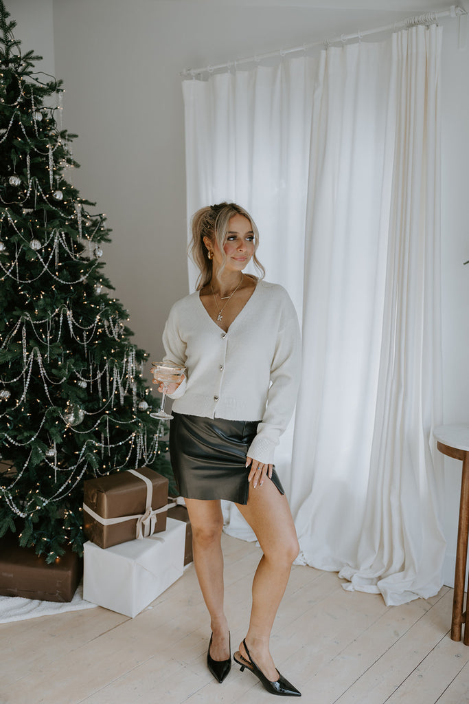 Heart Button Cardigan - Ivory