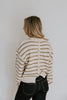 Striped Back Button Detail Sweater - Taupe