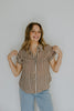 Lightweight Short Sleeve Stripe Shirt - Brown