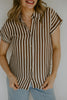 Lightweight Short Sleeve Stripe Shirt - Brown