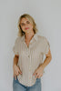 Lightweight Short Sleeve Stripe Shirt - Khaki