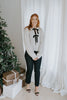 Knit Sweater With Velvet Front Bows - Ivory