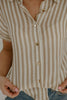 Lightweight Short Sleeve Stripe Shirt - Khaki