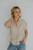Lightweight Short Sleeve Stripe Shirt - Khaki