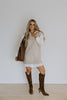 Mixed Media Shirt Dress - Sand