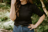 Short Puff Sleeve Sweater - Black