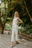 Short Sleeve & Wide Leg Knit Set - Ivory