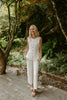 Short Sleeve & Wide Leg Knit Set - Ivory
