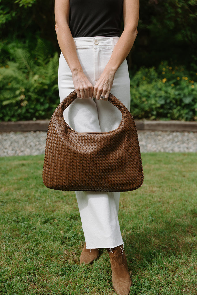 Woven Crescent Bag - Brown