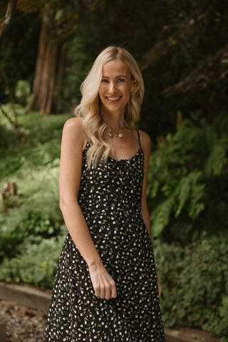 Linen Mock Wrap Dress with Tie - Natural