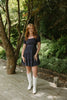 Navy Tiered Puff Sleeve Mini Dress