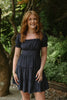 Navy Tiered Puff Sleeve Mini Dress