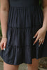 Navy Tiered Puff Sleeve Mini Dress