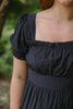 Navy Tiered Puff Sleeve Mini Dress