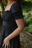Navy Tiered Puff Sleeve Mini Dress