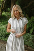 Striped Midi Linen Dress - Black