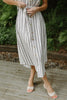 Striped Midi Linen Dress - Black