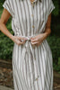 Striped Midi Linen Dress - Black