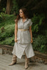 Button Down Striped Dress with Belt - Black