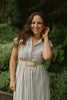 Button Down Striped Dress with Belt - Black
