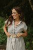 Button Down Striped Dress with Belt - Black