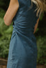 Midi Denim Shirring Dress - Medium Denim