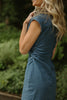 Midi Denim Shirring Dress - Medium Denim