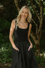 Mixed Material Bubble Hem Dress - Black