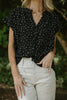Cap Sleeve Blouse with White Florals - Black