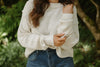 Oversized Exposed Seam Sweater - Cream