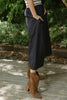 Striped Mixed Material Midi - Navy