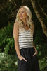 Striped Mixed Material Midi - Navy