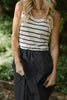 Striped Mixed Material Midi - Navy
