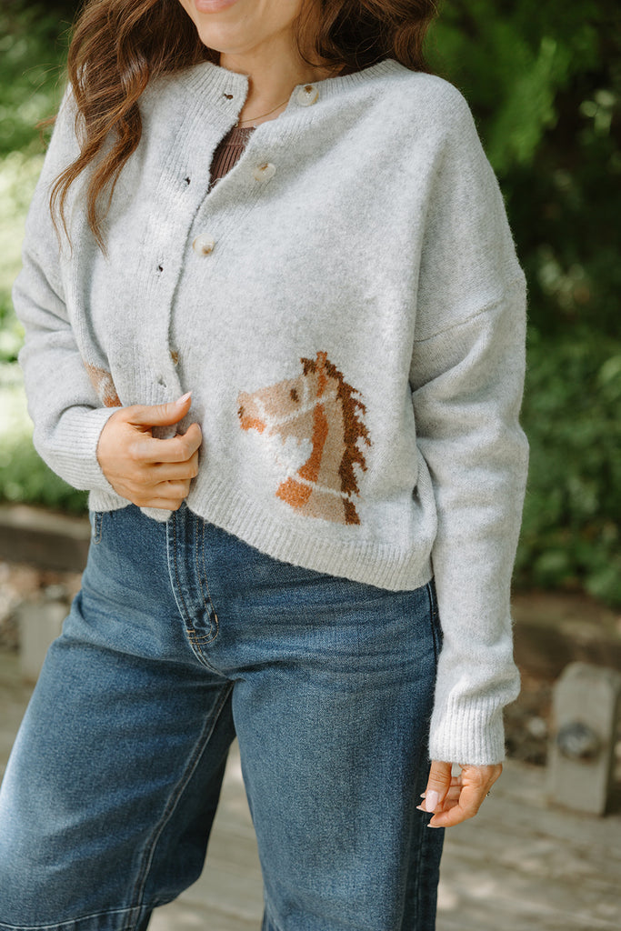 Saddle Up Cardigan - Grey