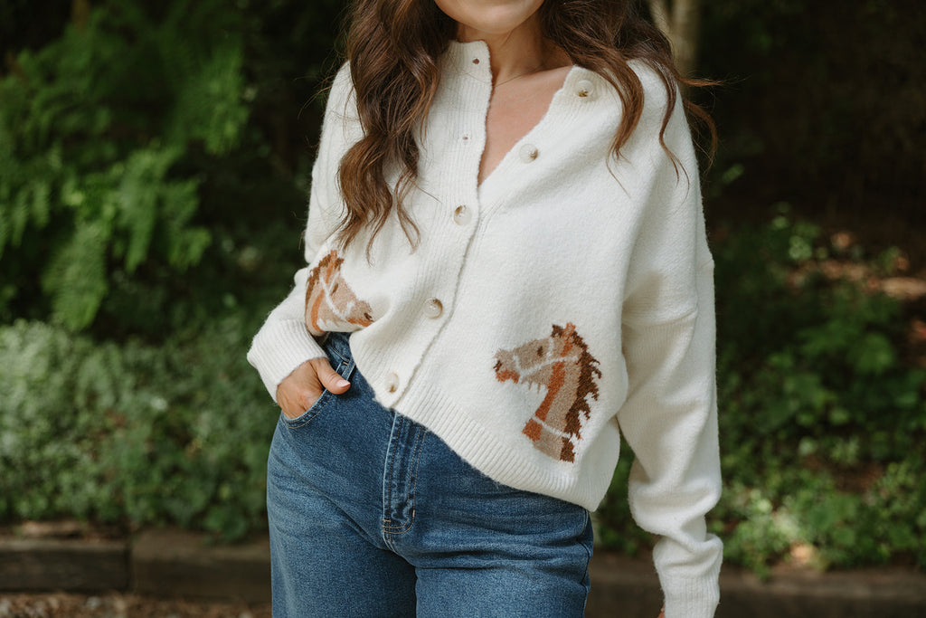 Saddle Up Cardigan - Ivory