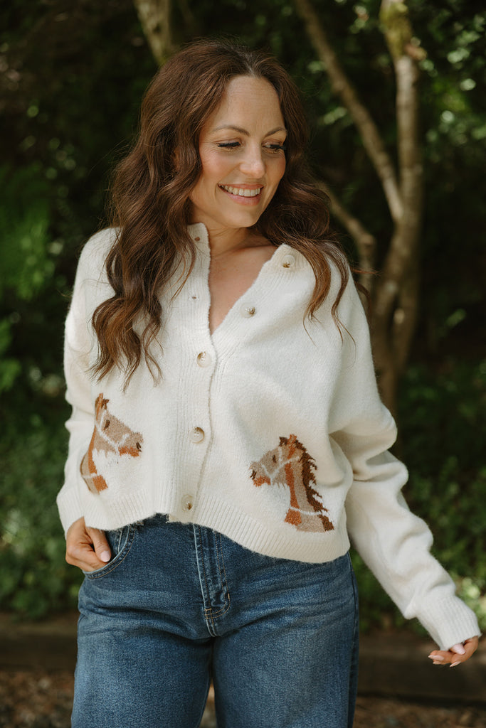 Saddle Up Cardigan - Ivory