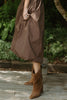 Mixed Material Bubble Hem Dress - Brown