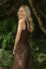Mixed Material Bubble Hem Dress - Brown