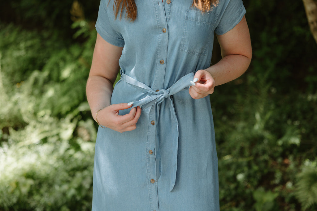 Chambray Button Down Shirt Dress
