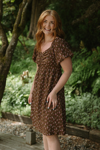 Linen Mock Wrap Dress with Tie - Natural
