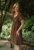 Printed Textured Dress - Brown/Pink