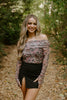 Off Shoulder Sheer Bodysuit - Pink