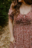 Floral Smocked Midi Dress - Brick