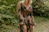 Floral Front Smocked Bust Midi Dress - Black