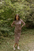 Floral Sheer Dress with Shirring - Pink